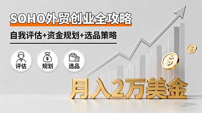 SOHO外贸创业全攻略，自我评估+资金规划+选品策略，月入2万美金-卿云社