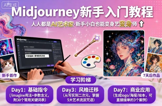 midjourney新手入门教程：人人都是AI艺术家，新手小白也能变身艺术大师-卿云社