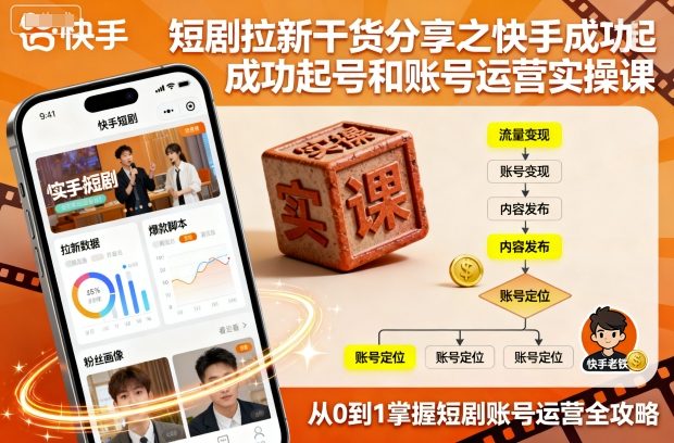 短剧拉新干货分享之快手成功起号和账号运营实操课-卿云社