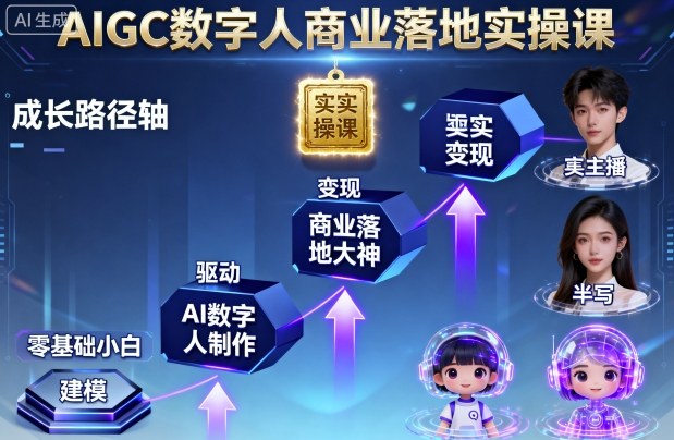 AIGC数字人商业落地实操课，从零基础小白到AI数字人大神-卿云社