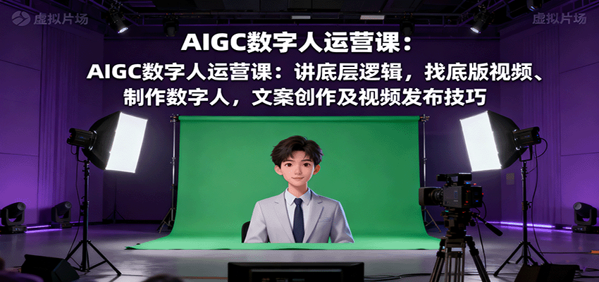 AIGC数字人运营课：讲底层逻辑，找底版视频、制作数字人，文案创作及视频发布技巧-卿云社