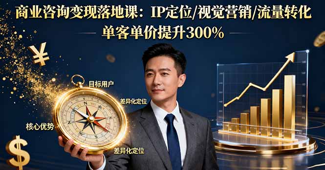 商业咨询变现落地课：IP定位/视觉营销/流量转化，单客单价提升300%-卿云社