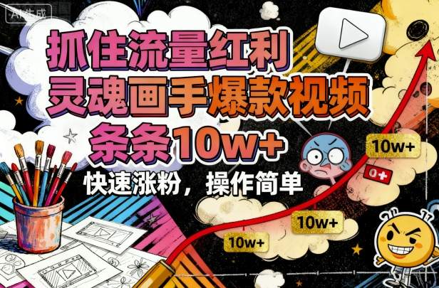 抓住流量红利，灵魂画手爆款视频，条条10w+，快速涨粉，操作简单-卿云社