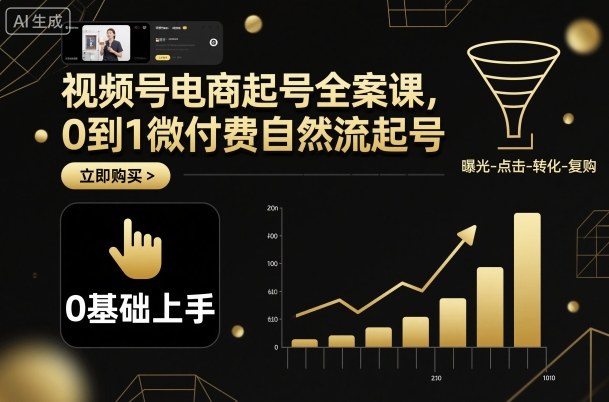 视频号电商起号全案课，0到1微付费自然流起号-卿云社