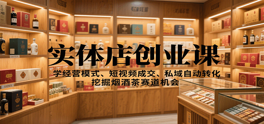 实体店创业课：学经营模式、短视频成交、私域自动转化，挖掘烟酒茶赛道机会-卿云社