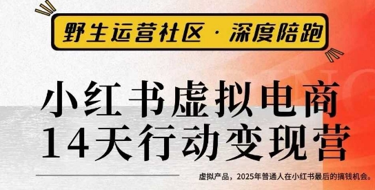 小红书虚拟电商14天变现训练营3.0，​虚拟产品，2025年普通人在小红书最后的搞钱机会-卿云社