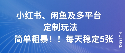 小红书、闲鱼及多平台定制玩法简单粗暴！每天稳定5张-卿云社
