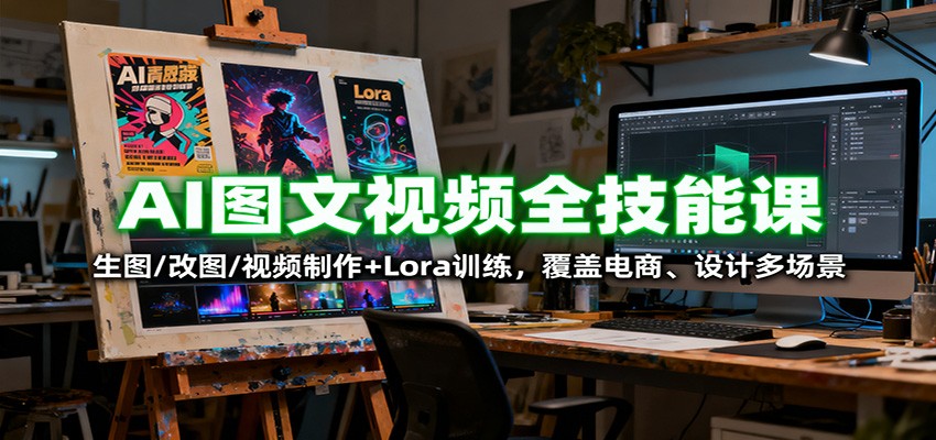 AI图文视频全技能课：生图/改图/视频制作+Lora训练，覆盖电商 、设计多场景-卿云社