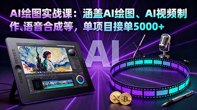AI绘图实战课：涵盖AI绘图、AI视频制作、语音合成等，单项目接单5000+-卿云社