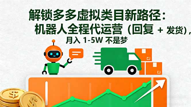 解锁多多虚拟类目新路径：机器人全程代运营(回复 + 发货-卿云社