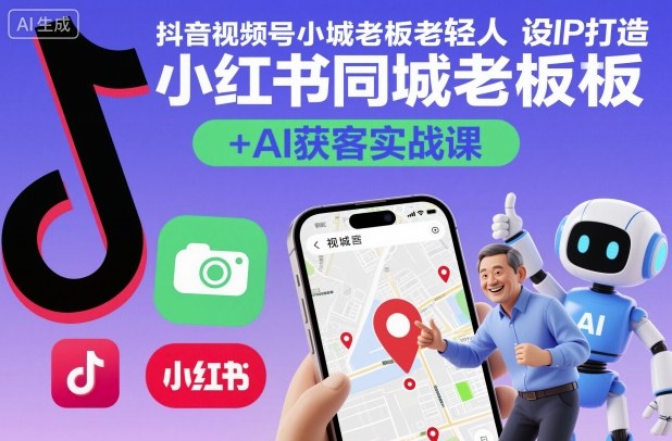 抖音视频号小红书同城老板轻人设IP打造+AI获客实战课，人设打造-算法拆解-拍摄剪辑-内容运营-AI创作-卿云社