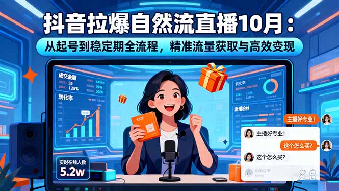 抖音拉爆自然流直播10月：从起号到稳定期全流程，精准流量获取与高效变现-卿云社
