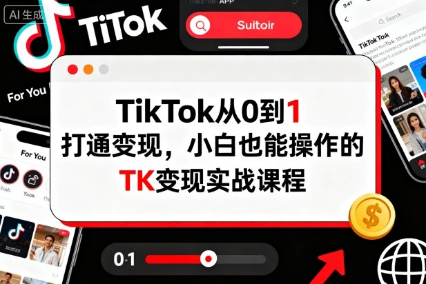 TikTok从0到1打通变现，小白也能操作的TK变现实战课程-卿云社