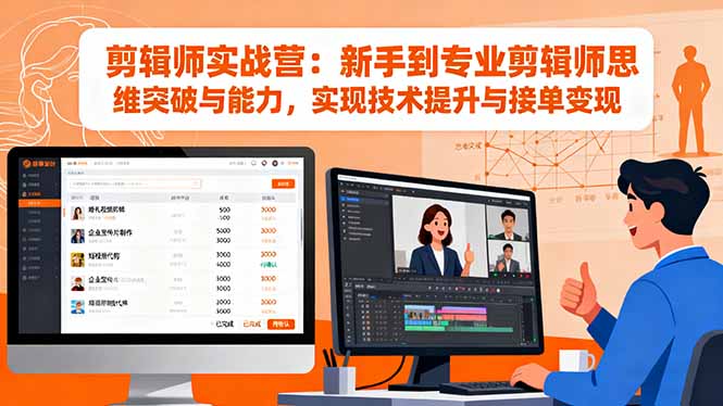 剪辑师实战营：新手到专业剪辑师思维突破与能力，实现技术提升与接单变现-卿云社