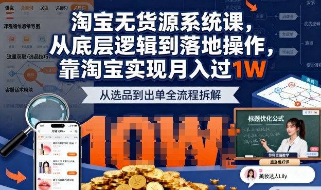 2025最新淘宝无货源系统课，从底层逻辑到落地操作，靠淘宝实现月入过1W-卿云社