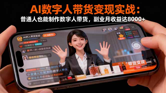 AI数字人带货变现实战：普通人也能制作数字人带货，副业月收益达8000+-卿云社