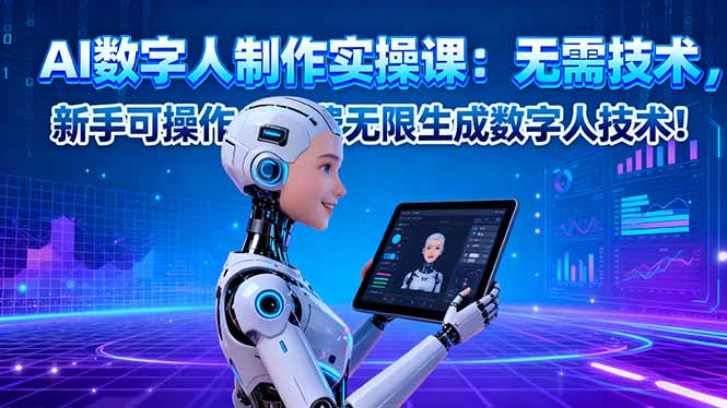 AI数字人制作实操课：无需技术，新手可操作，免费无限生成数字人技术！-卿云社