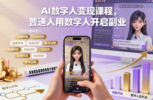 AI数字人变现课程，普通人用数字人开启副业-卿云社