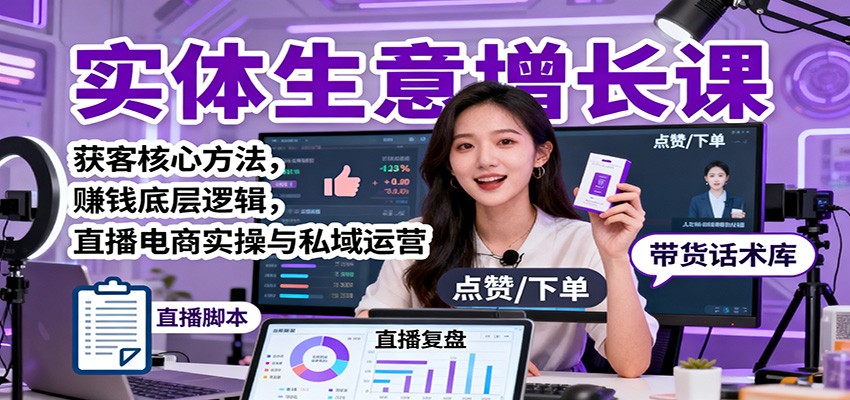 实体生意增长课：获客核心方法，赚钱底层逻辑，直播电商实操与私域运营-卿云社