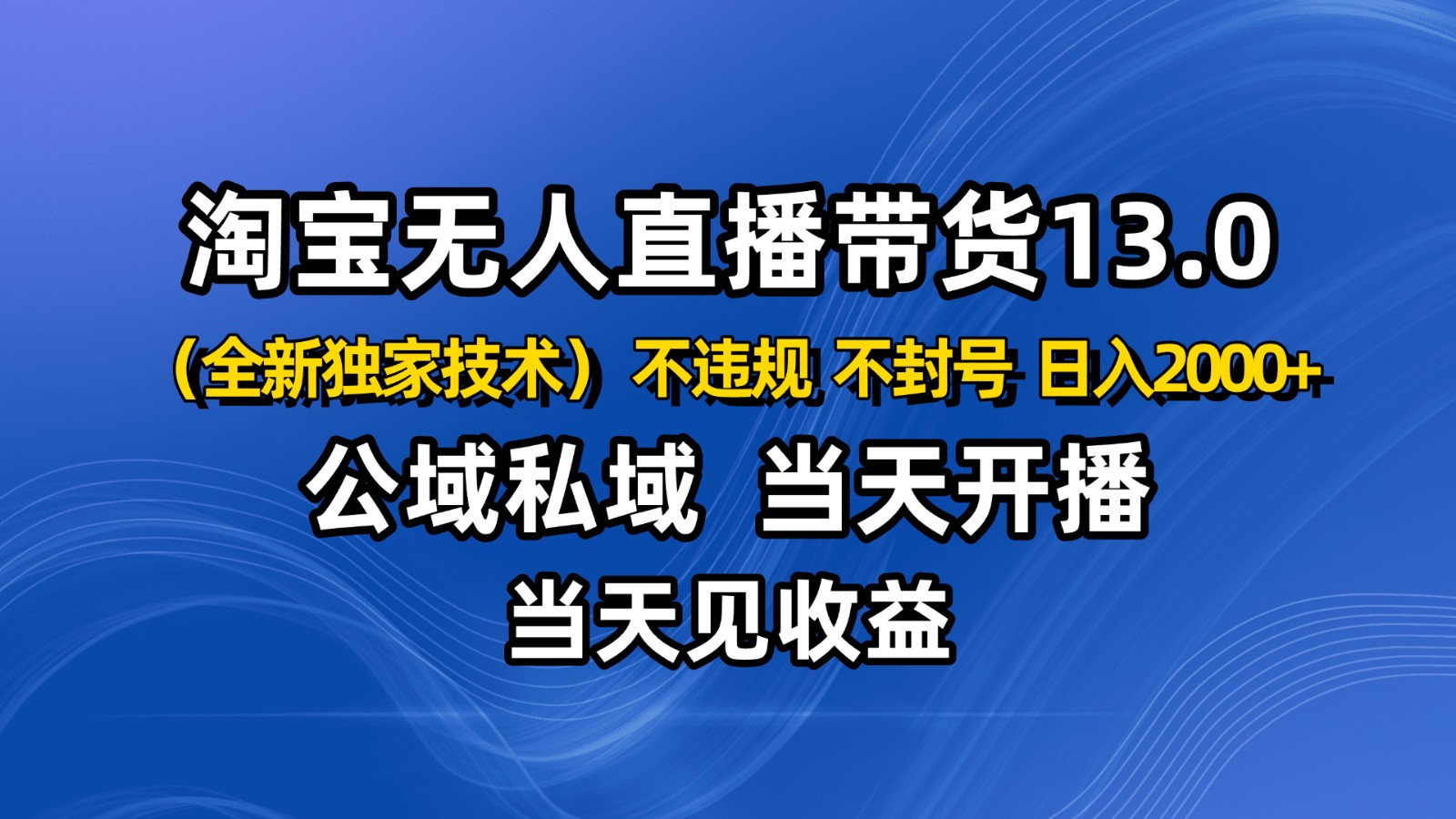 淘宝无人直播13.0，公域私域技术，不封号，不违规 布局下半年旺季赛道，日入2000+-卿云社