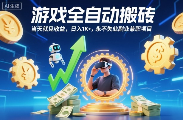 游戏全自动搬砖，当天就见收益，日入1K+，永不失业副业兼职项目【揭秘】-卿云社