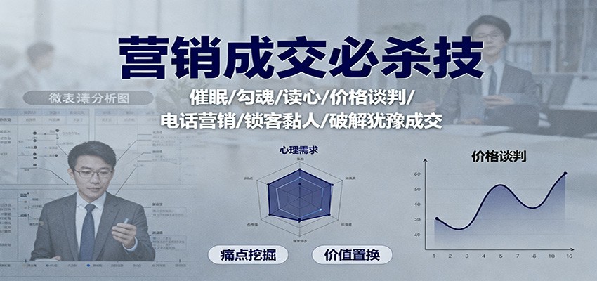 营销成交必杀技：催眠/勾魂/读心/价格谈判/电话营销/锁客黏人/破解犹豫成交-卿云社