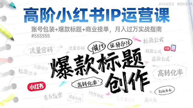高阶小红书IP运营课：账号包装+爆款标题+商业接单，月入过万实战指南-卿云社