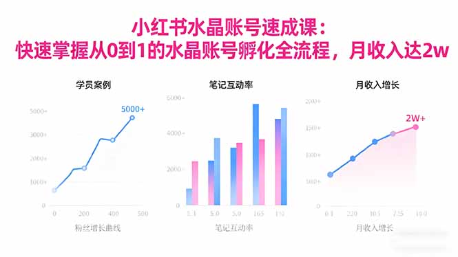 2025小红书水晶账号速成课：快速掌握从0-1水晶账号孵化全流程，月收入达2w-卿云社