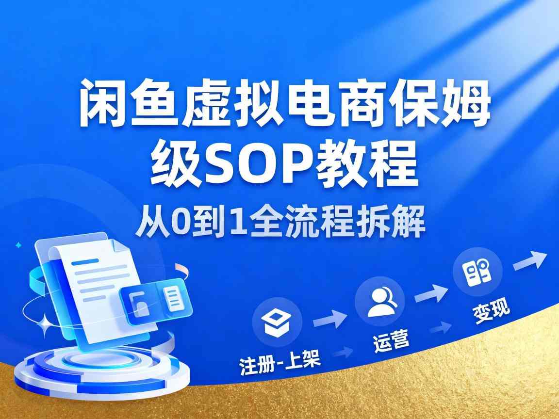 闲鱼虚拟电商，月入轻松过1W，保姆级SOP教程-卿云社