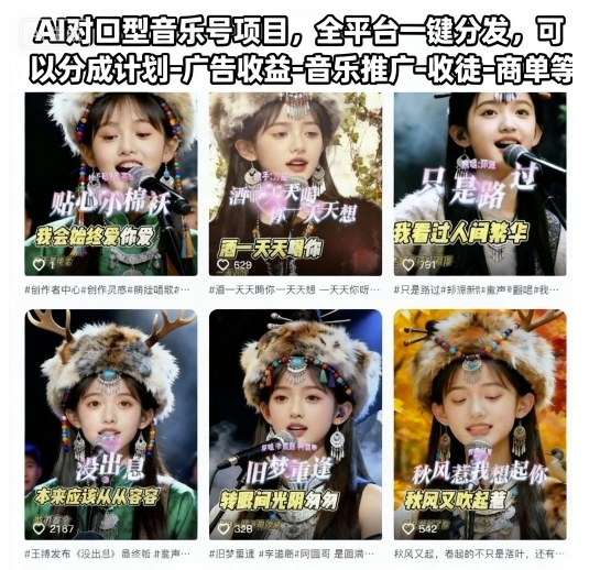 AI对口型音乐号项目，全平台一键分发，可以分成计划-广告收益-音乐推广-收徒-商单等-卿云社