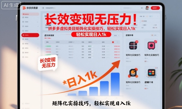 长效变现无压力！拼多多虚拟类目矩阵化实操技巧，轻松实现日入1k【揭秘】-卿云社