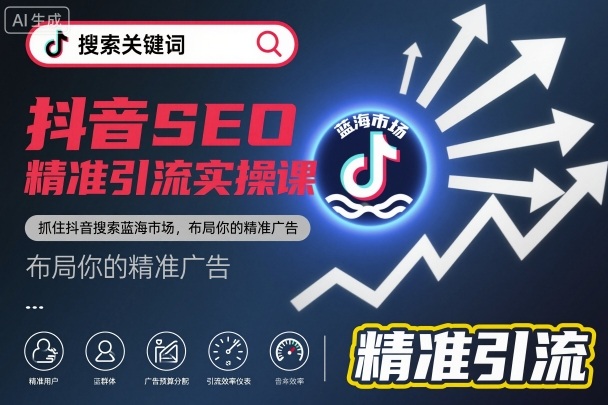 抖音SEO精准引流实操课，抓住抖音搜索蓝海市场，布局你的精准广告-卿云社