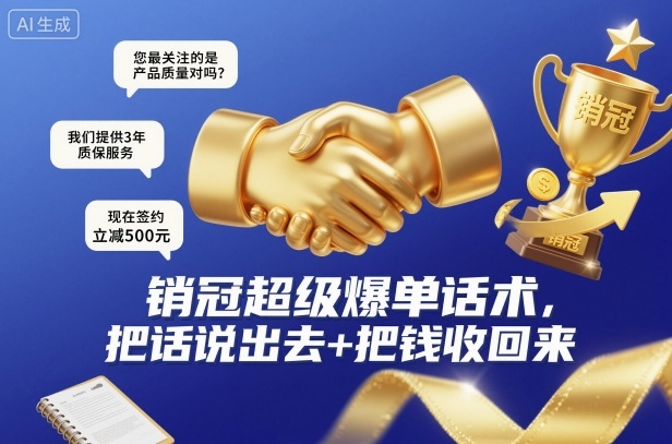 销冠超级爆单话术，把话说出去+把钱收回来-卿云社