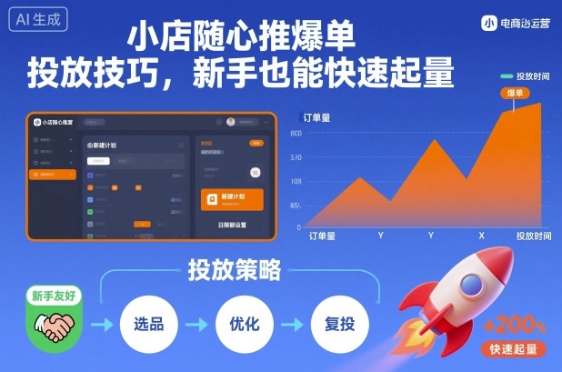 小店随心推爆单投放技巧，新手也能快速起量-卿云社