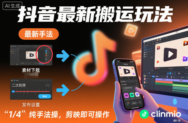 抖音最新搬运玩法，纯手法操作，剪映即可操作-卿云社
