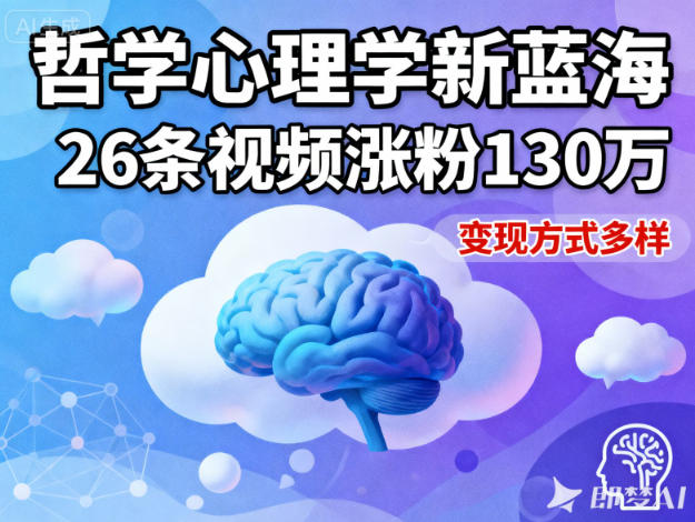 短视频新蓝海，哲学心理学赛道，26条视频涨粉130W，变现方式多样-卿云社