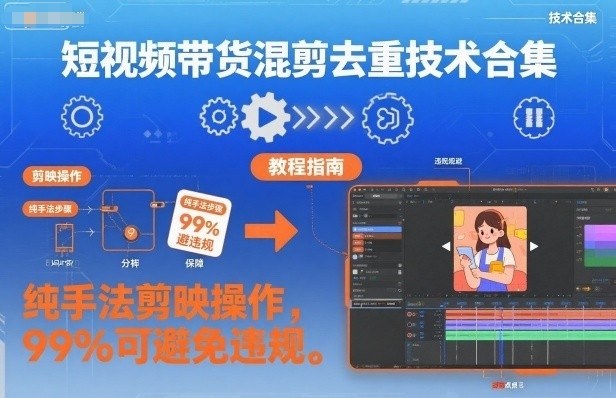 短视频带货混剪去重技术合集，纯手法剪映操作，99%可避免违规-卿云社