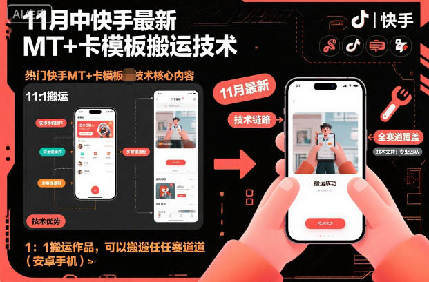 11月中快手最新MT+卡模板搬运技术，1：1搬运作品，可以搬运任何赛道(安卓手机)-卿云社