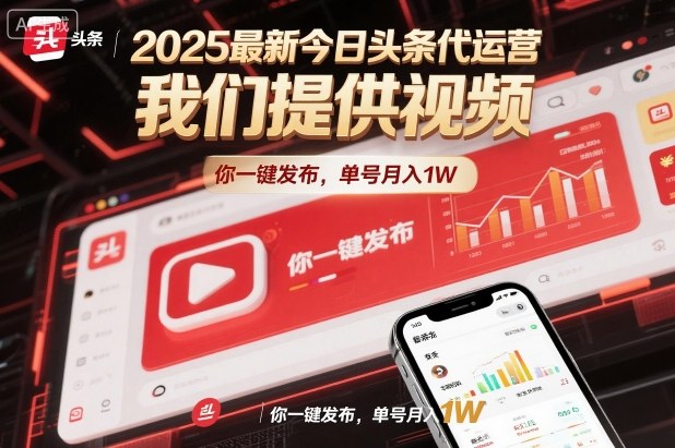 2025最新今日头条代运营，我们提供视频，你一键发布，单号月入1W【揭秘】-卿云社