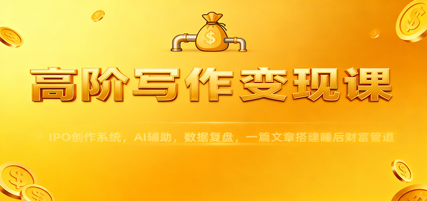 高阶写作变现课：IPO创作系统，AI辅助，数据复盘，一篇文章搭建睡后财富管道-卿云社
