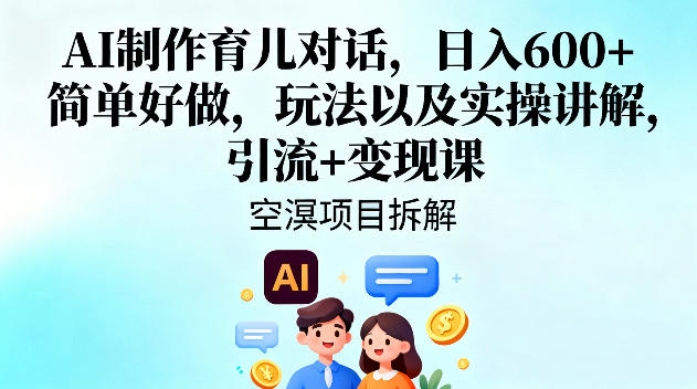 AI制作育儿对话，日入6张+，简单好做，玩法以及实操讲解，引流+变现课-卿云社