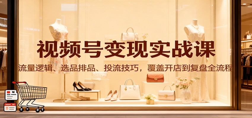 视频号变现实战课：流量逻辑、选品排品、投流技巧，覆盖开店到复盘全流程-卿云社