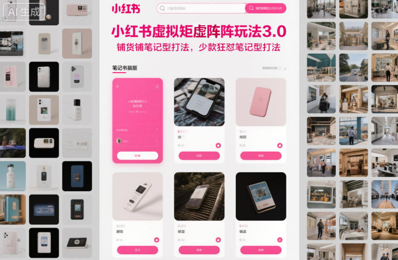 小红书虚拟矩阵玩法3.0，铺货铺笔记型打法，少款狂怼笔记型打法-卿云社