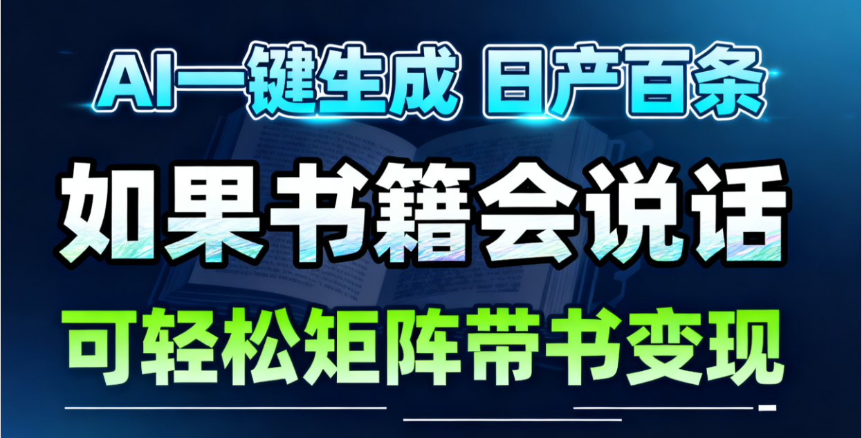 AI书籍会说话，轻松带书变现，月入3W+-卿云社