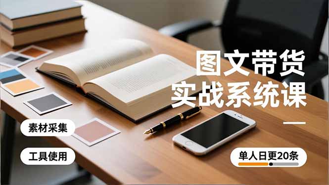 图文带货实战系统课，工具使用、素材采集、防同质化，单人日更20条月入3w+-卿云社