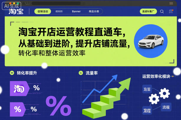 淘宝开店运营教程直通车，从基础到进阶，提升店铺流量，转化率和整体运营效率(更新11月)-卿云社