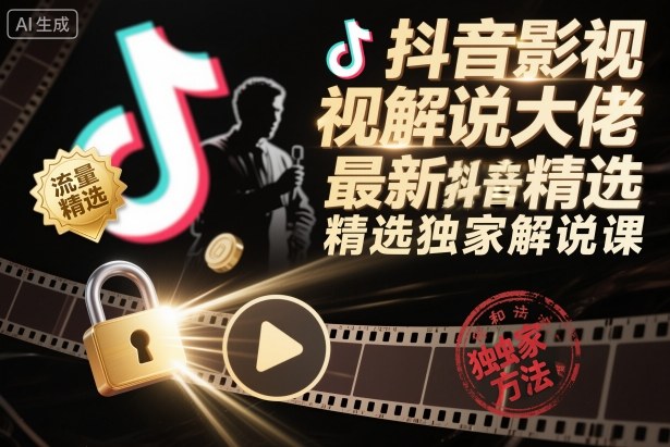抖音影视解说大佬最新抖音进精选和独家方法，精选独家解说课(更新11月)-卿云社