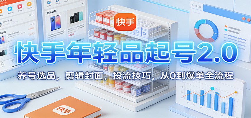 快手年轻品起号2.0：养号选品，剪辑封面，投流技巧，从0到爆单全流程-卿云社