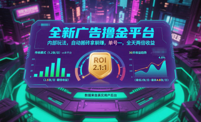 全新广告撸金平台，内部玩法，自动搬砖拿躺賺，单号一天保底2张+，全天两倍收益【揭秘】-卿云社