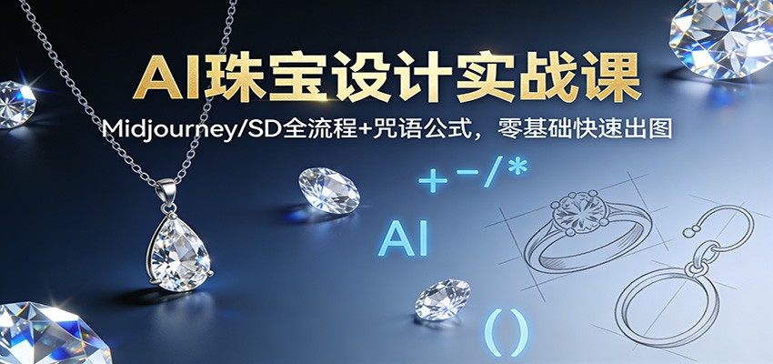 AI珠宝设计实战课：Midjourney/SD全流程+咒语公式，零基础快速出图-卿云社
